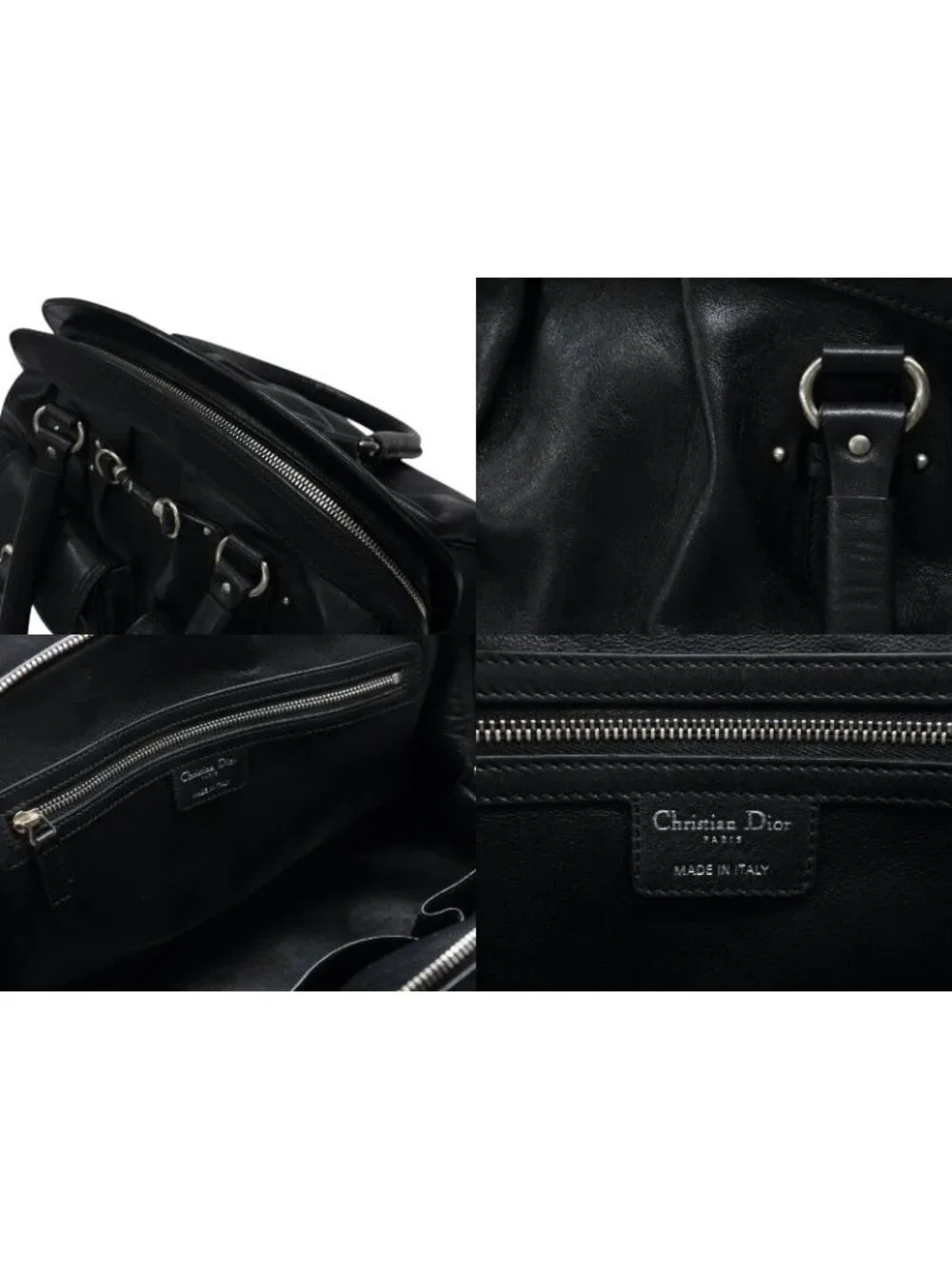 Dior Handbag Leather Black Silver